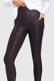 Chocolate Highwaisted Foil Leggings - Southern Belle Boutique