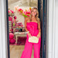 Hot Pink Strapless Jumpsuit - Southern Belle Boutique
