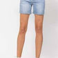 HiRise Light Wash Mid Length Short - Southern Belle Boutique
