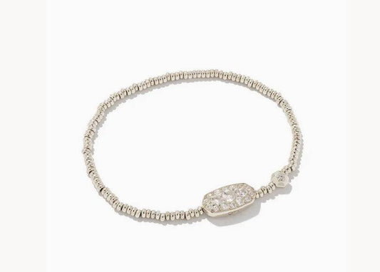 Grayson Silver Crystal Stretch Bracelet in White Crystal - Southern Belle Boutique