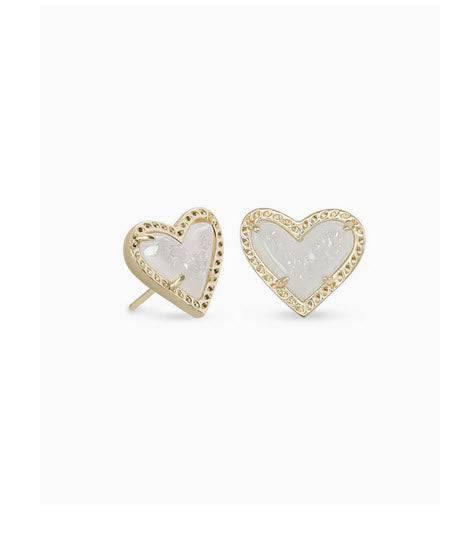 Ari Heart Gold Stud Earrings in Iridescent Drusy - Southern Belle Boutique