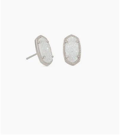 Ellie Silver Stud Earrings in Iridescent Drusy - Southern Belle Boutique