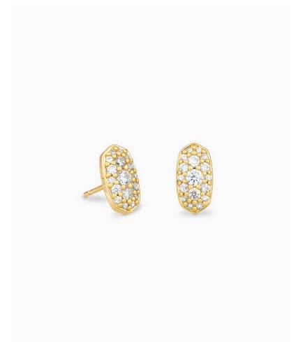 Grayson Gold Stud Earrings in White Crystal - Southern Belle Boutique