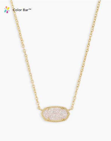 Elisa Gold Pendant Necklace in Iridescent Drusy - Southern Belle Boutique