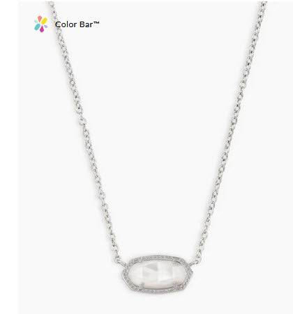 Elisa Silver Short Pendant Necklace In Ivory Mother-Of-Pearl - Southern Belle Boutique