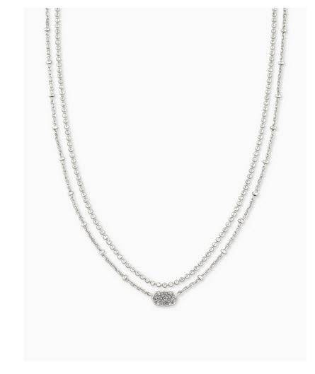 Emilie Silver Multi Strand Necklace in Platinum Drusy - Southern Belle Boutique