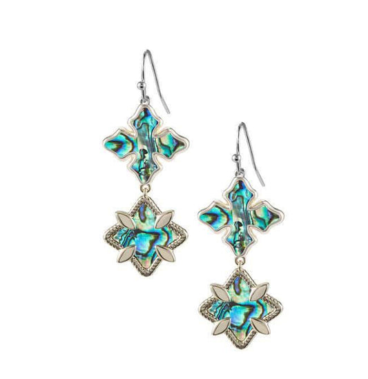 Cross Drop Earring Gold/Abalone - Southern Belle Boutique