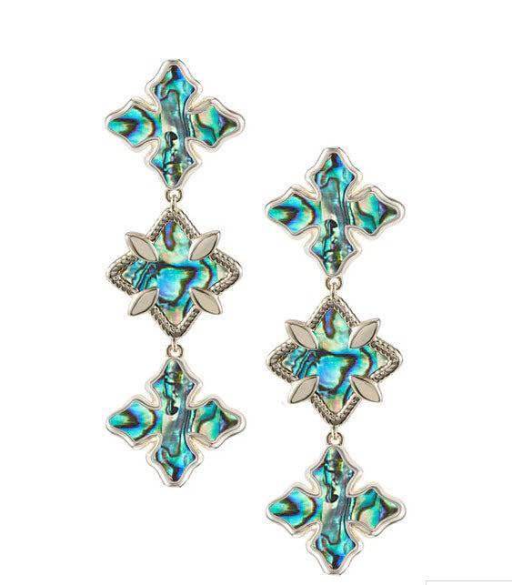 Cross Linear Statement Earrings Gold/Abalone - Southern Belle Boutique