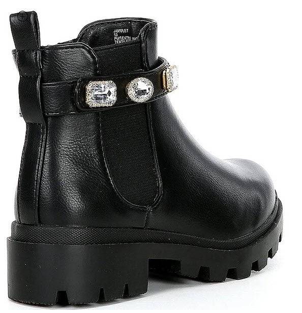 J-Amulet Embellished Chunky Lug Sole Booties - Southern Belle Boutique