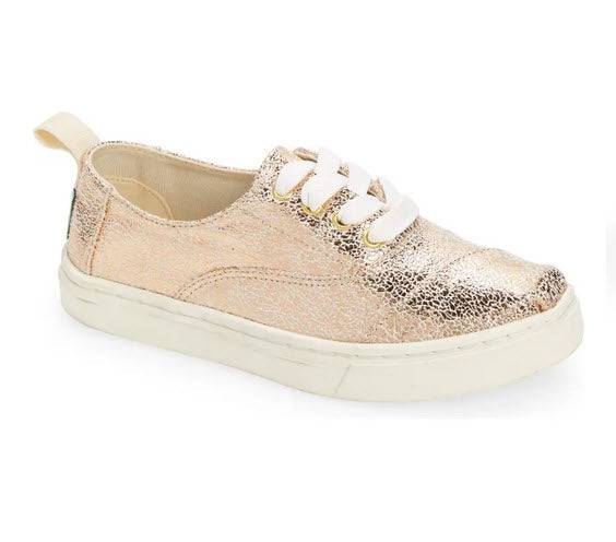 Gold Crackle Cordones Kids Sneakers - Southern Belle Boutique